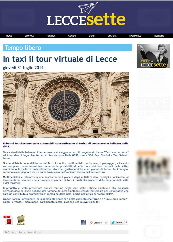 LecceSette---Tempo-libero,-In-taxi-il-tour-virtuale-di-Lecce-(20140803)